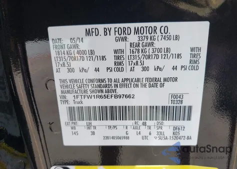 2014 Ford F-150 Svt Raptor z USA, uszkodzony, nr VIN 1FTFW1R65EFB97662